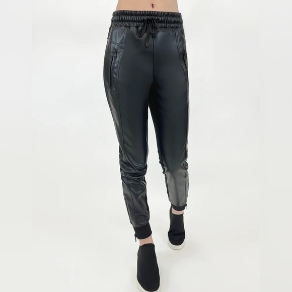 BLANC NOIR SEAMED PANT WOMEN’S CARDIFF BLACK SIZE LARGE - Picture 1 of 12